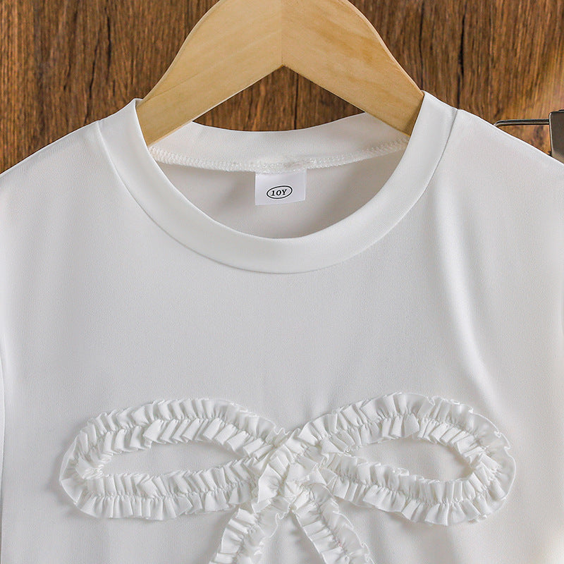 Boho Blossom | Girls Bow Short-Sleeve Top & Bohemian Tiered Cake Skirt Set
