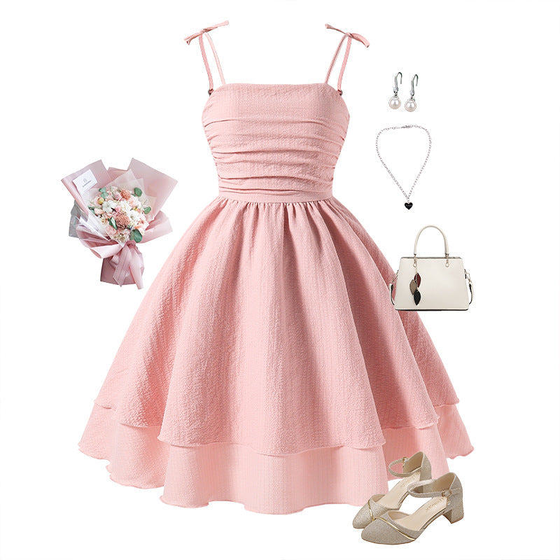 Girls Bow Suspender Princess Dress | 2026 Summer Strap Dress