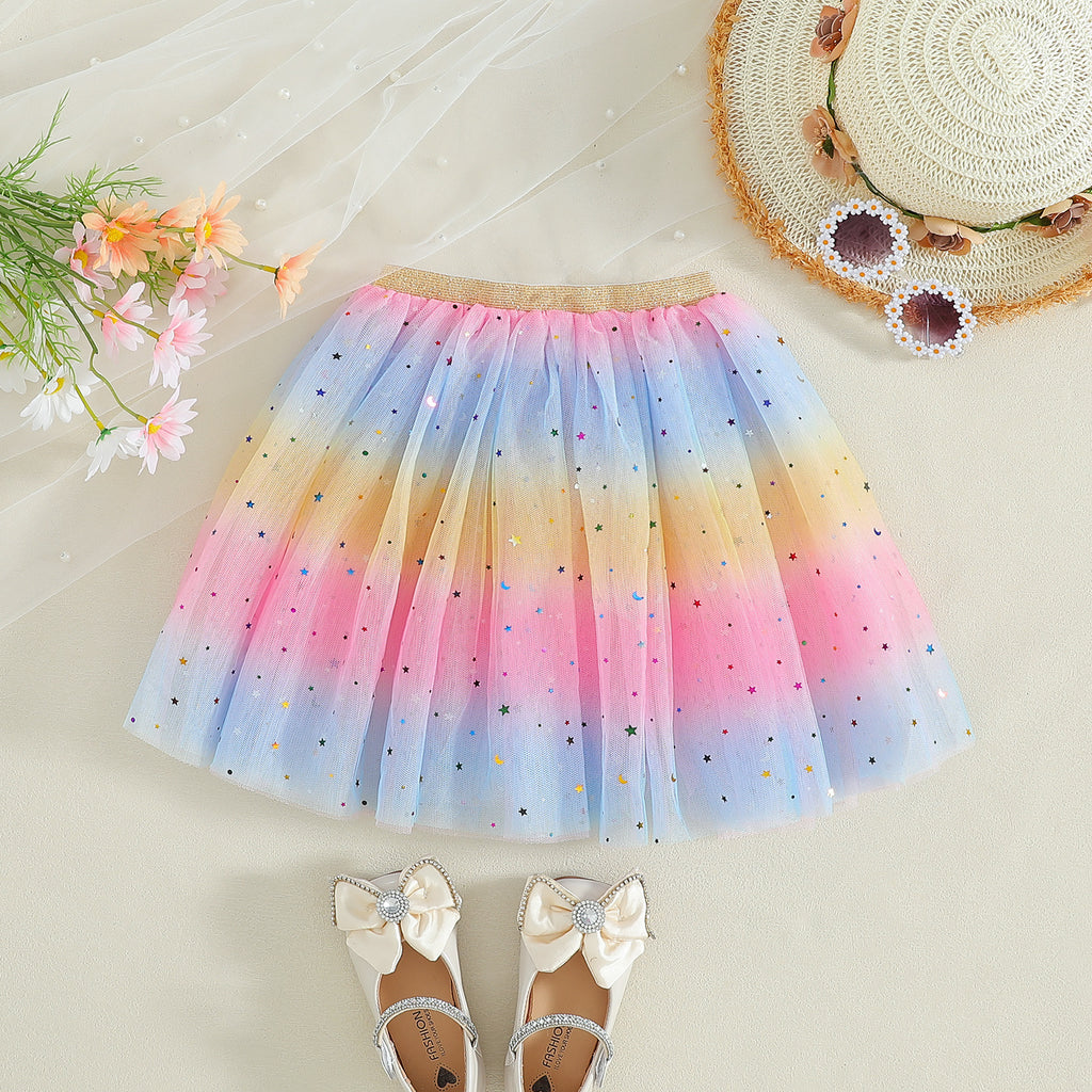 The Spectrum Shimmer | Girls’ Rainbow Sequin Performance Puffy Skirt