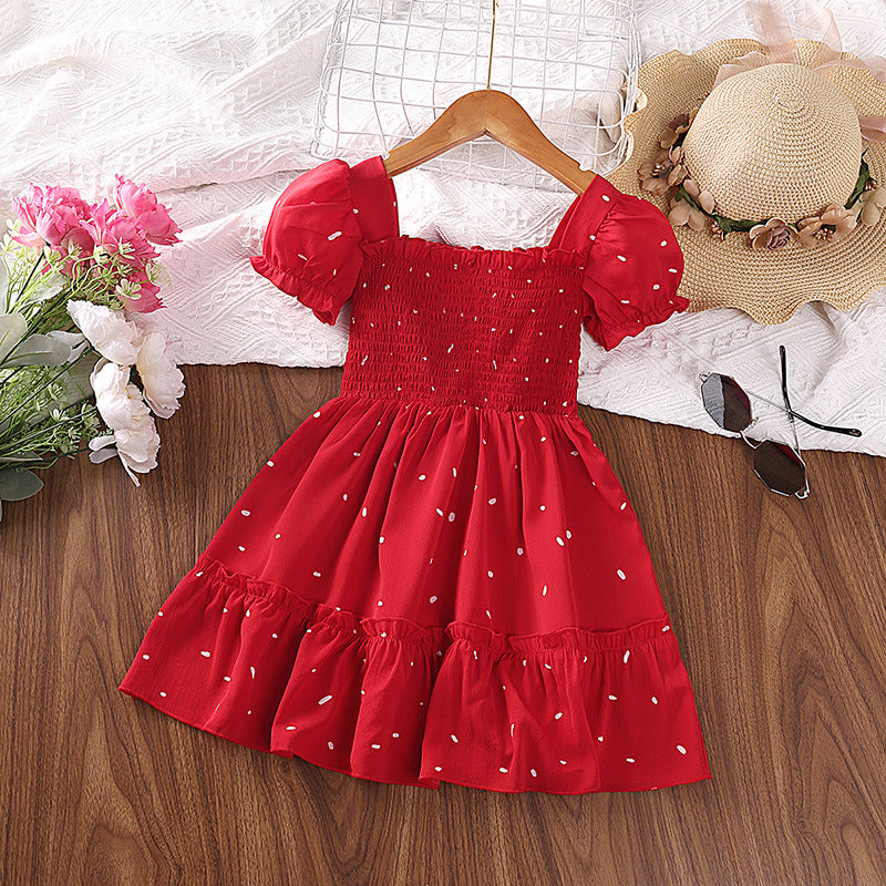 Girls Polka Dot Princess Dress | 2026 Summer Short Sleeve Tutu Dress