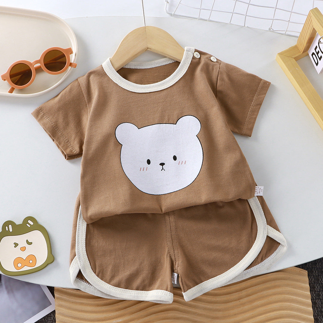 Kids Pure Cotton Summer Set - Breathable Korean Fashion Short-Sleeve Outfit