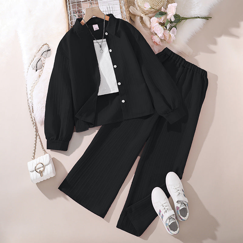 Modern Prep | Girls Collared Long-Sleeve Shirt & Tailored Pants Set