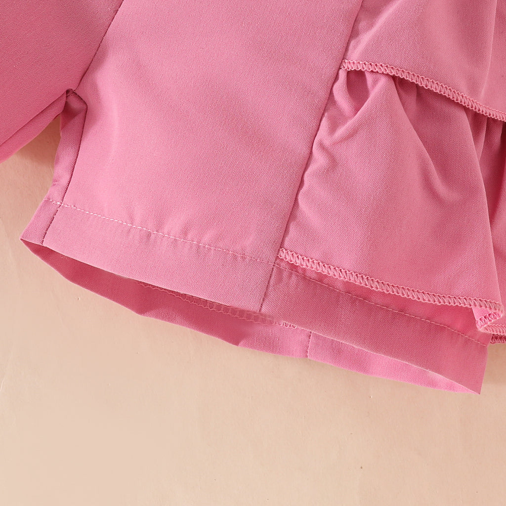 The Pearl Promenade | Baby Girl Ruffle Beaded Top & Multi-Layered Shorts Set