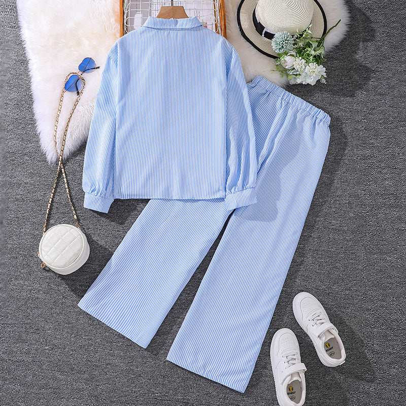 Kids Striped Two Piece Set | Spring Long Sleeve Shirt + Pants