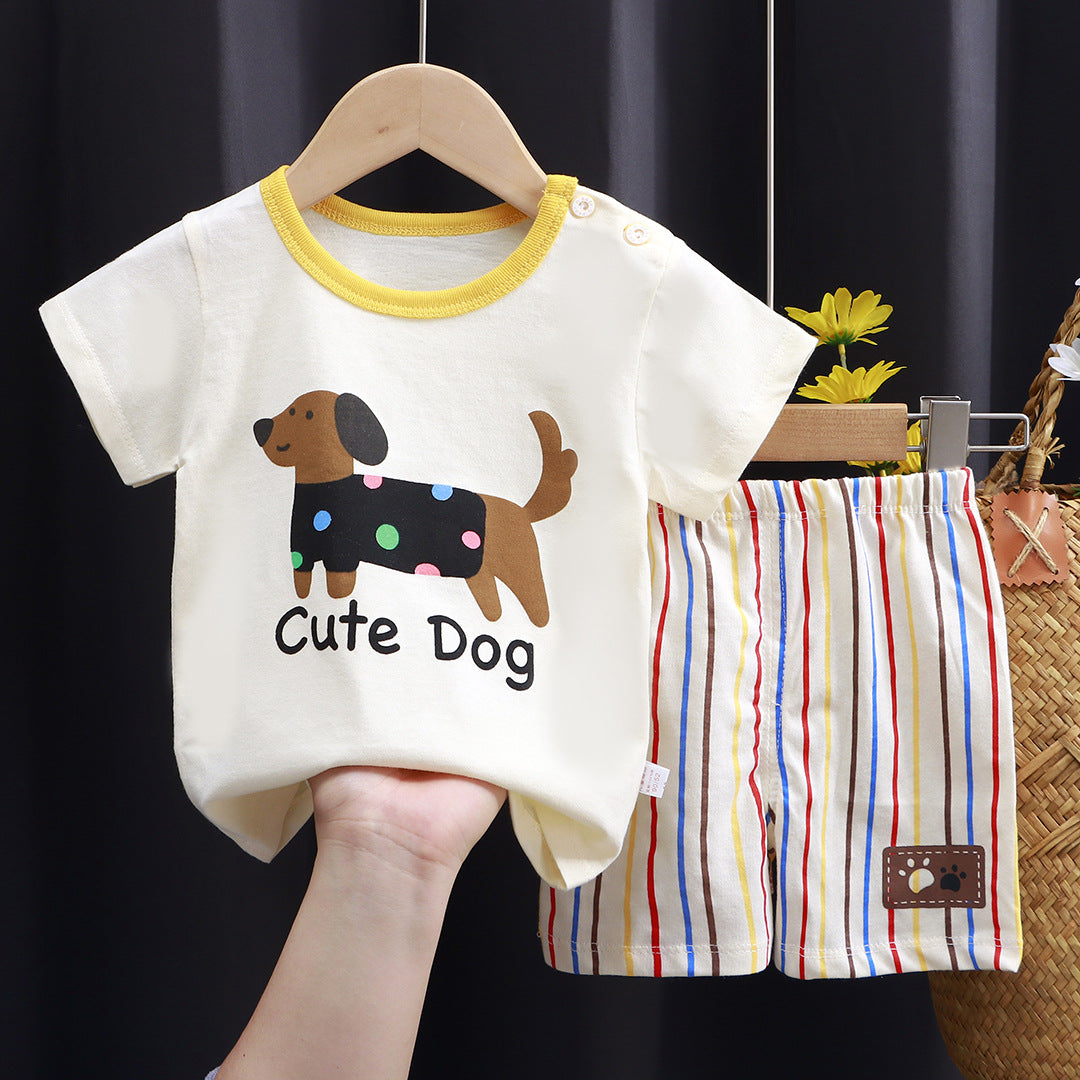 Kids Pure Cotton Summer Set - Breathable Korean Fashion Short-Sleeve Outfit