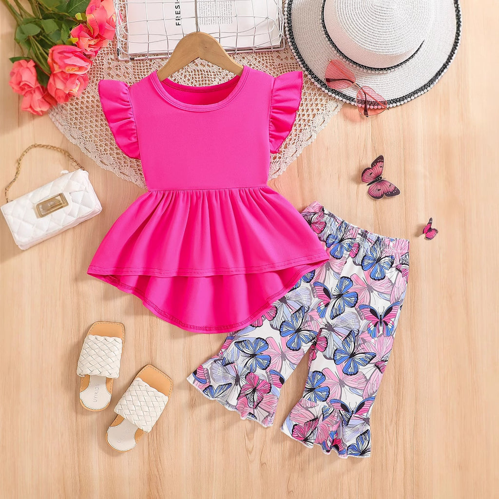 The Flora-Float | Girls’ 2026 "Doll-Style" Flying Sleeve & Floral Legging Set