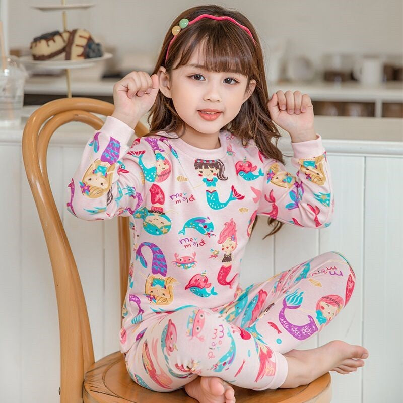 The Coral-Dream | Girls’ "Mermaid" Thermal Cotton Loungewear Set