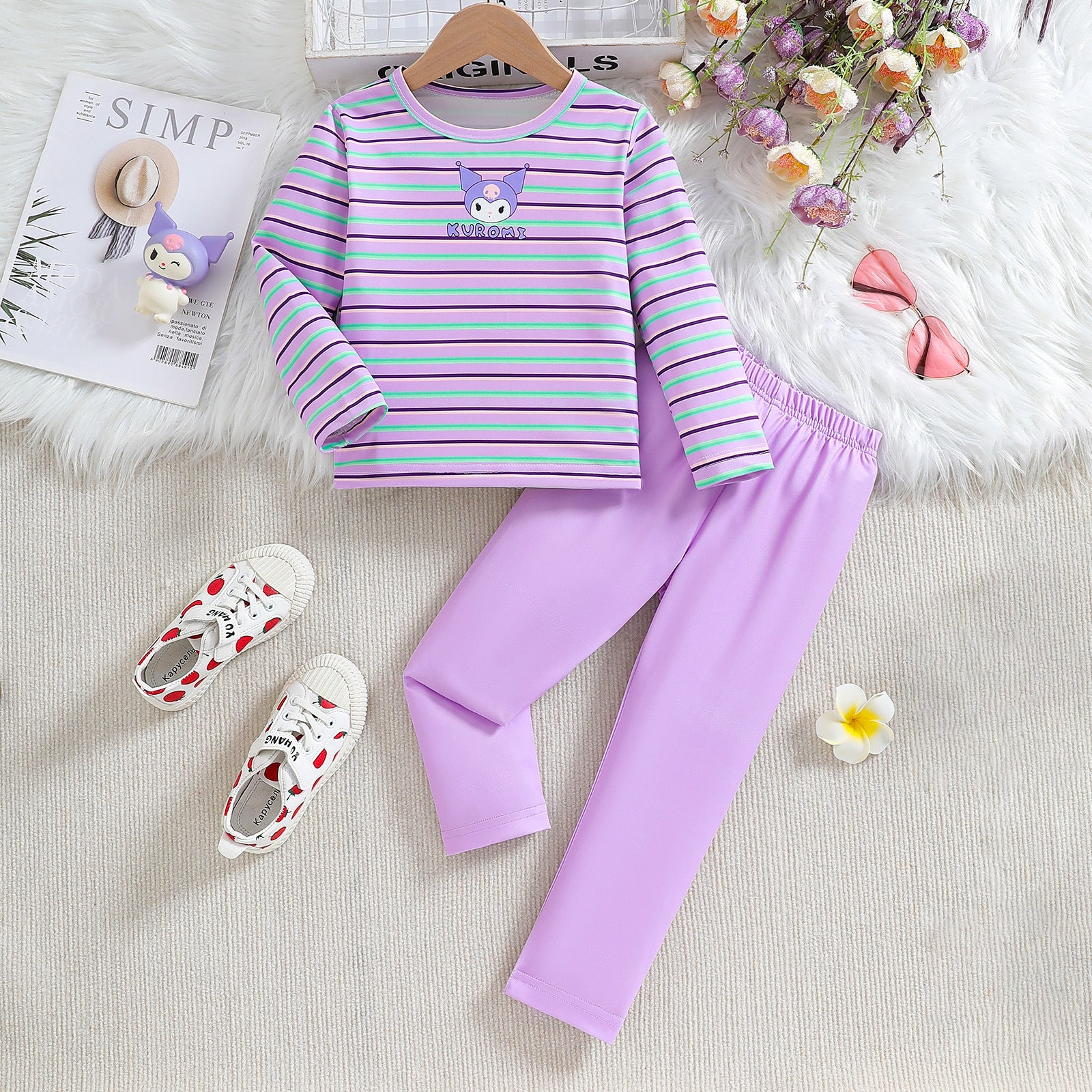 The Nordic Stripe | Girls’ Spring/Autumn Thermal Loungewear Set