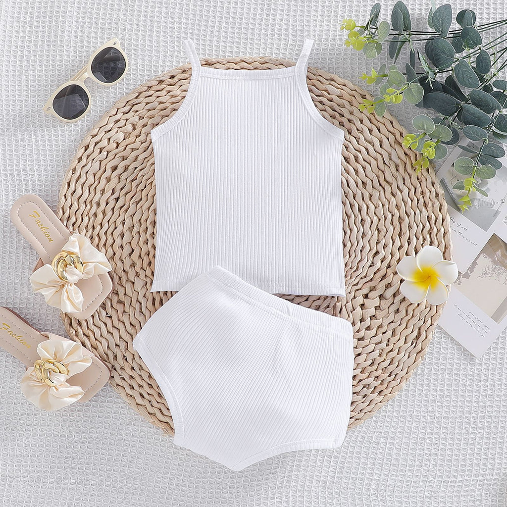 The Zen Minimalist | Gender-Neutral Solid Suspender & Shorts 2-Piece Set