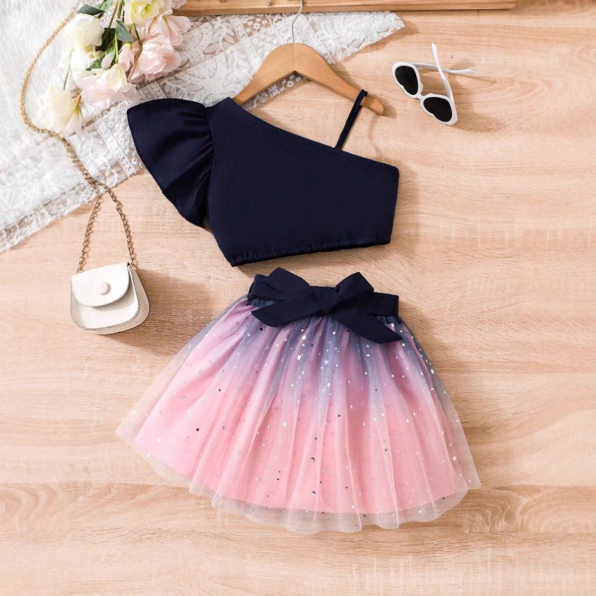 Girls Starry Ombre Set - Flying Sleeve Princess Outfit