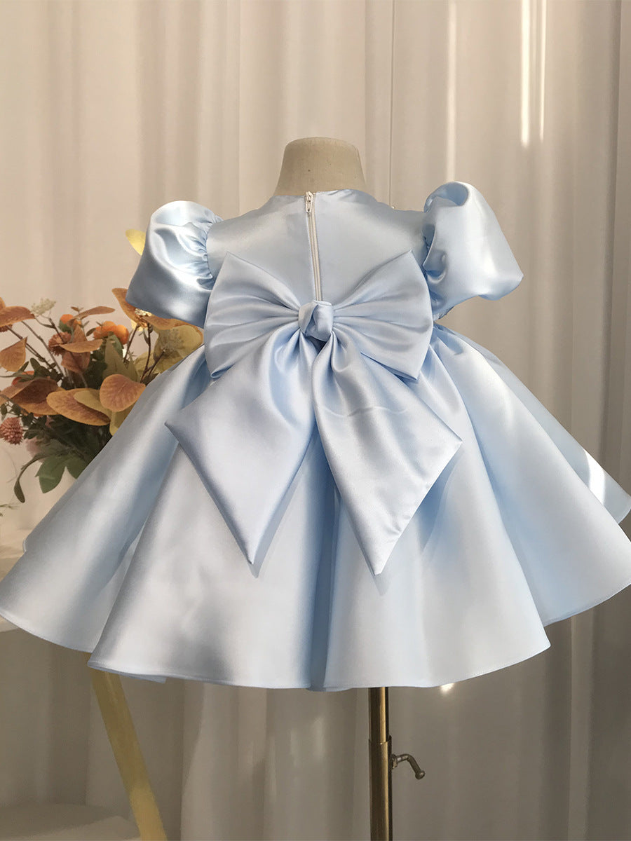 The Arctic Azure | Blue Satin Winter Tutu & Portrait Dress