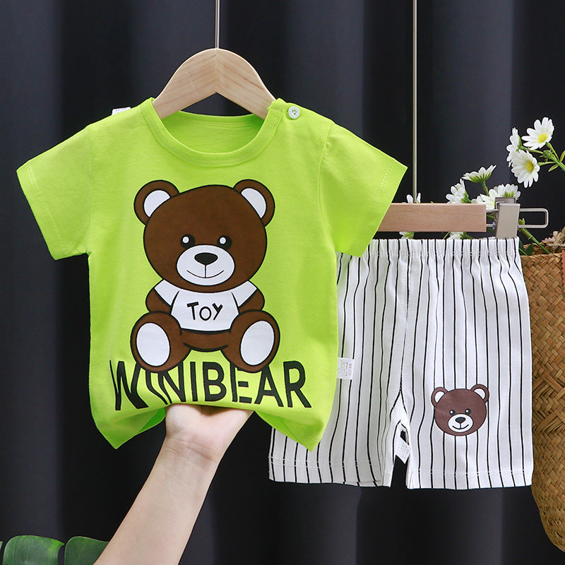 Kids Pure Cotton Summer Set - Breathable Korean Fashion Short-Sleeve Outfit