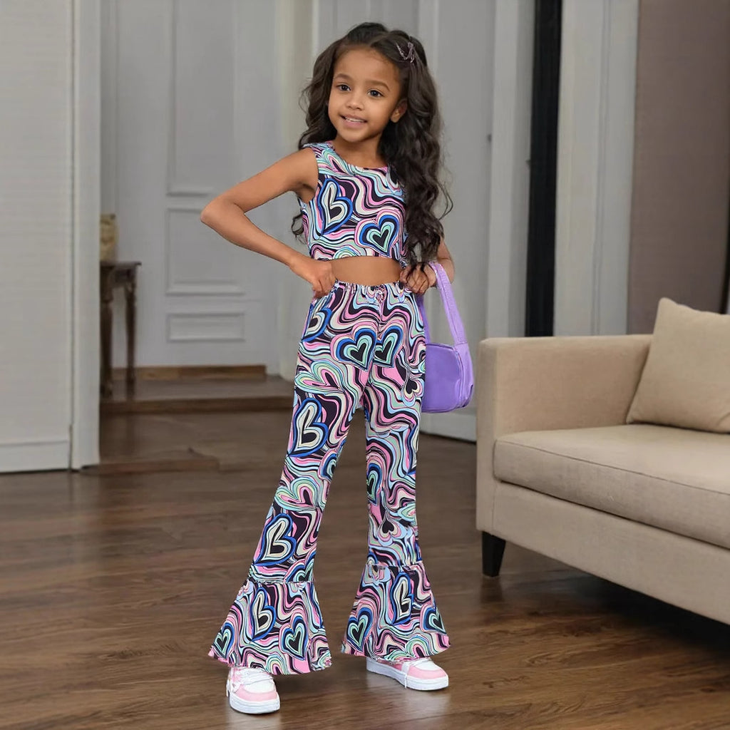 The Retro-Rhythm | Girls’ "High-Street" Printed Flared Trousers