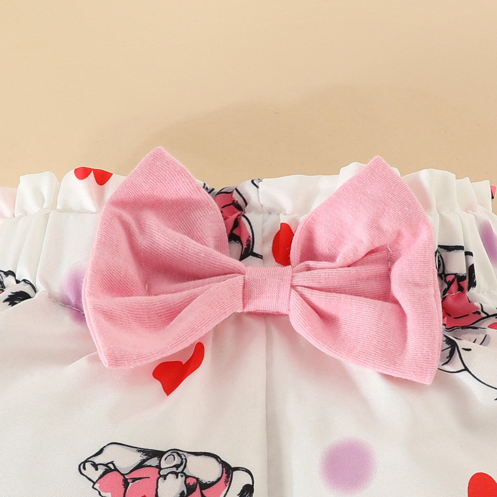 The Dreamy Elephant | Baby Girl Long-Sleeve Romper & Bow Animal Print Trousers