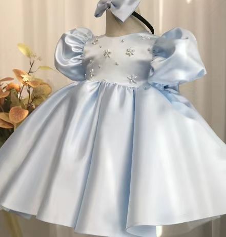 The Arctic Azure | Blue Satin Winter Tutu & Portrait Dress