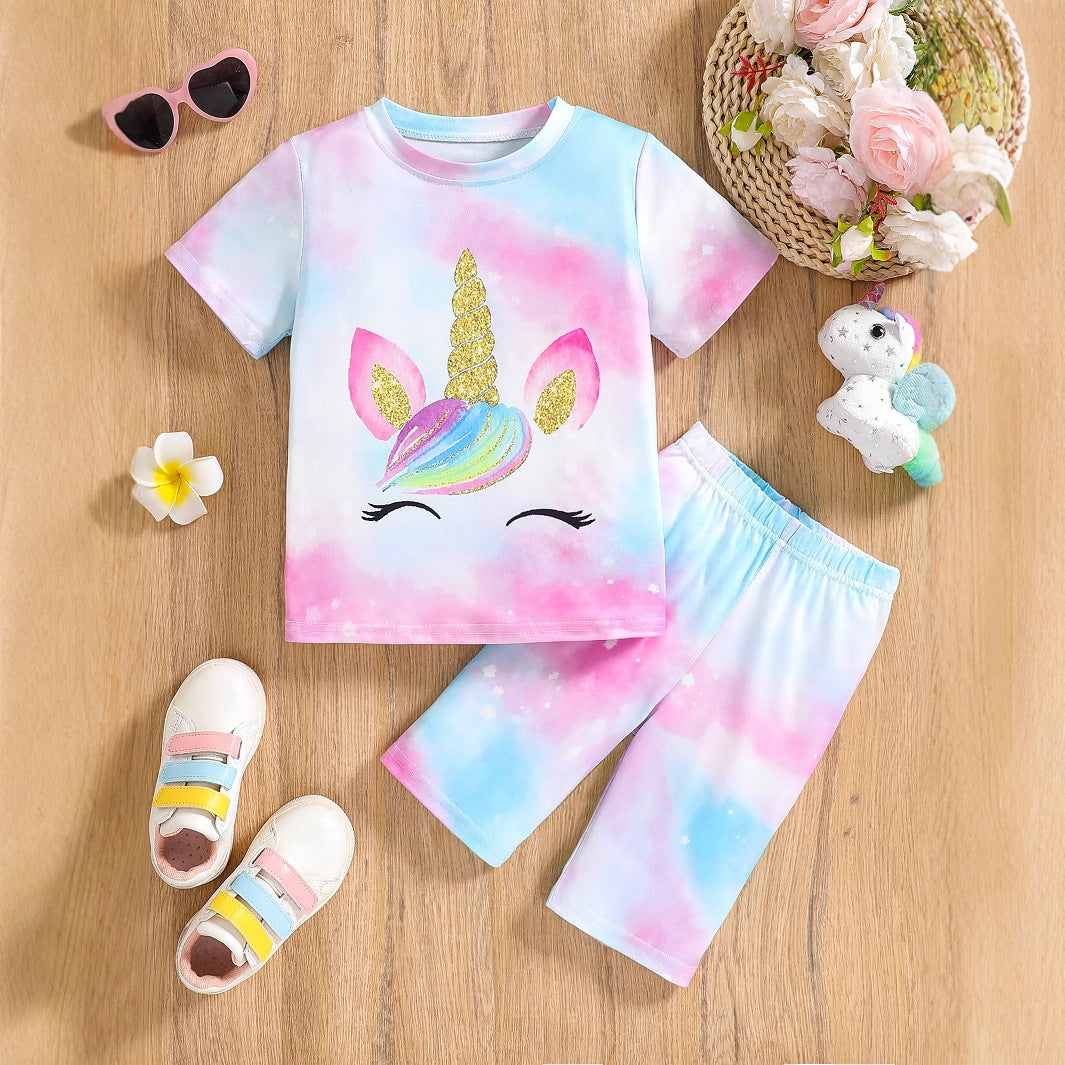 The Prism-Pony | Girls’ 2026 "Horse & Rainbow" Summer Short Set