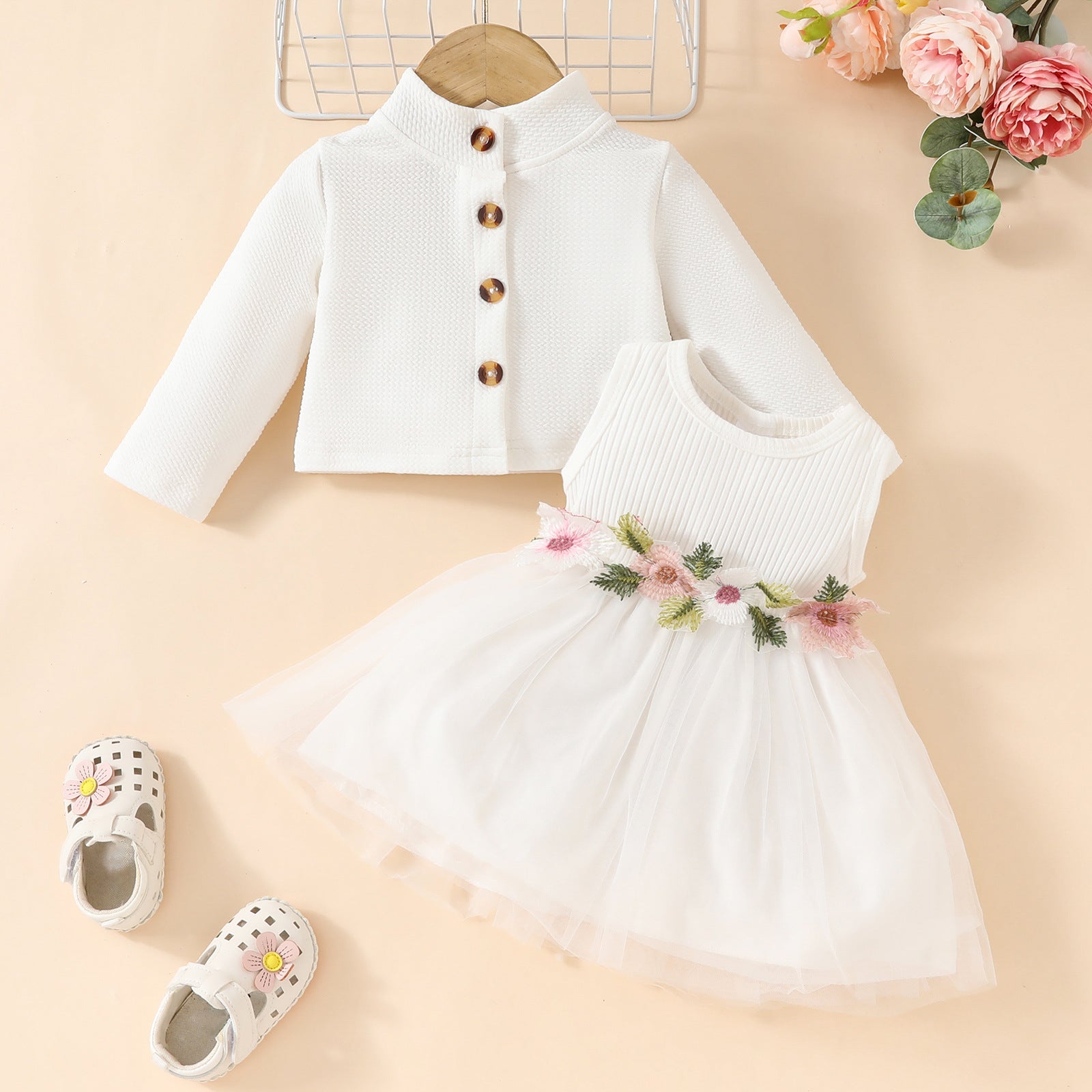 The Academy Chic | Girls’ Long-Sleeve Cropped Cardigan & Pleated Skirt Set