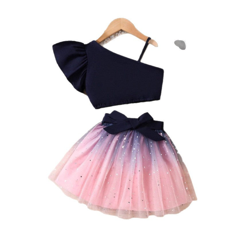 Girls Starry Ombre Set - Flying Sleeve Princess Outfit