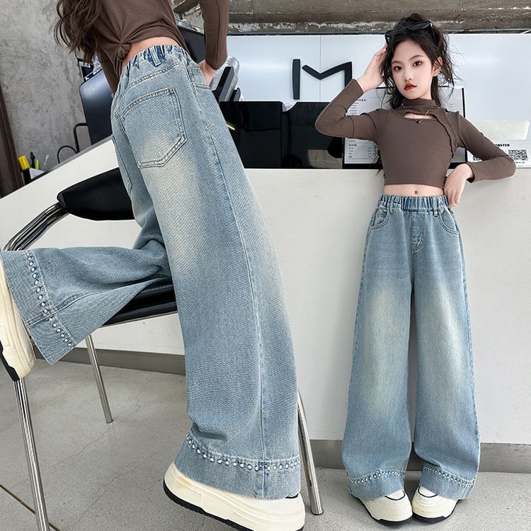 The Jungle Muse | Girls’ Tiger Print Wide-Leg 2026 Fashion Jeans