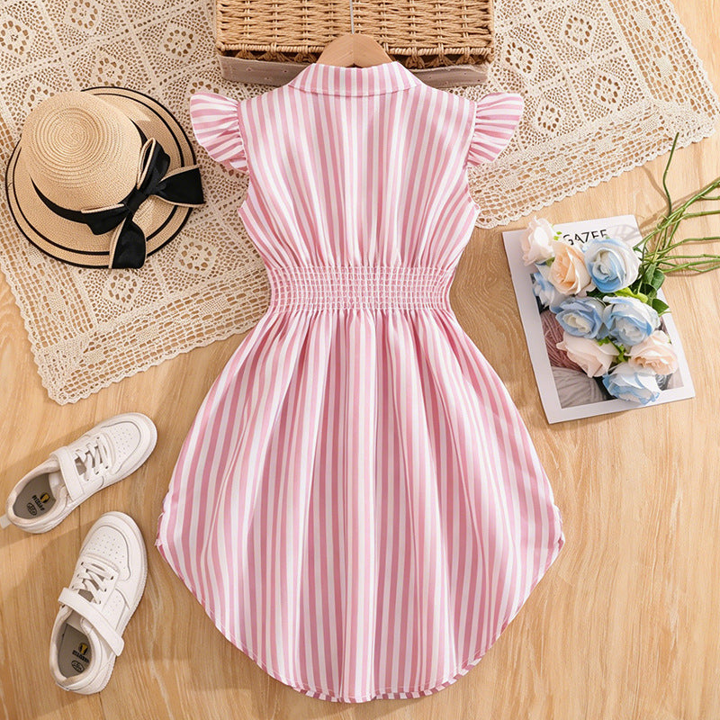 Preppy Prep | Girls Minimalist Striped Collared Shirt Dress