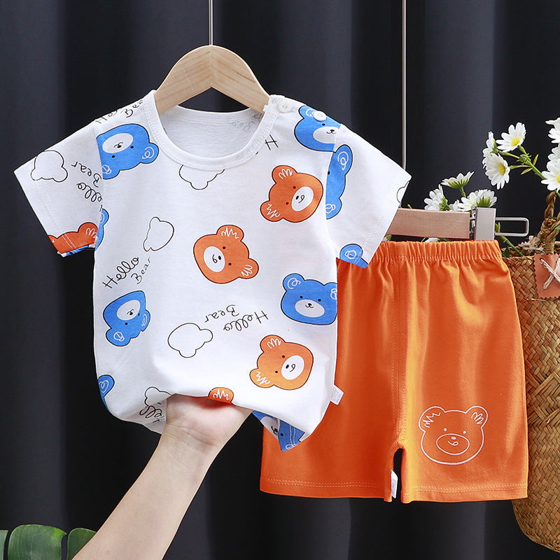Kids Pure Cotton Summer Set - Breathable Korean Fashion Short-Sleeve Outfit