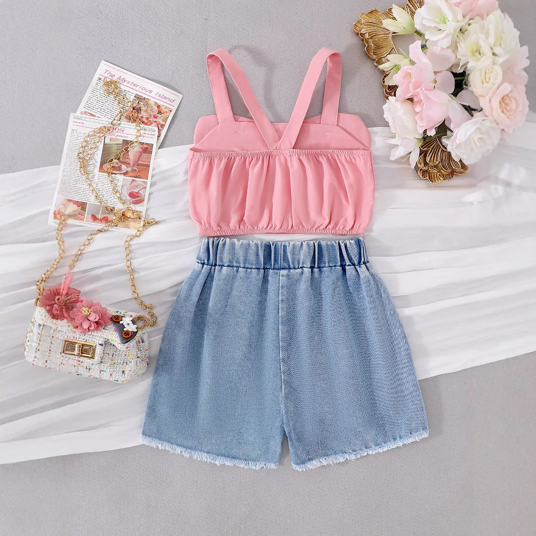Island Oasis | Girls Floral Sling Vest & Shorts Two-Piece Set
