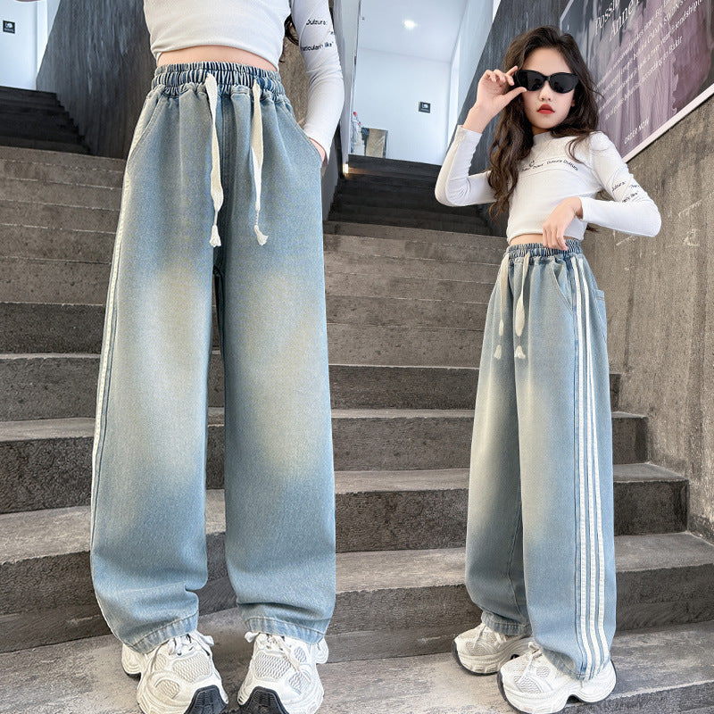 The Urban Tigress | 2026 Korean-Style Wide-Leg Striped Jeans