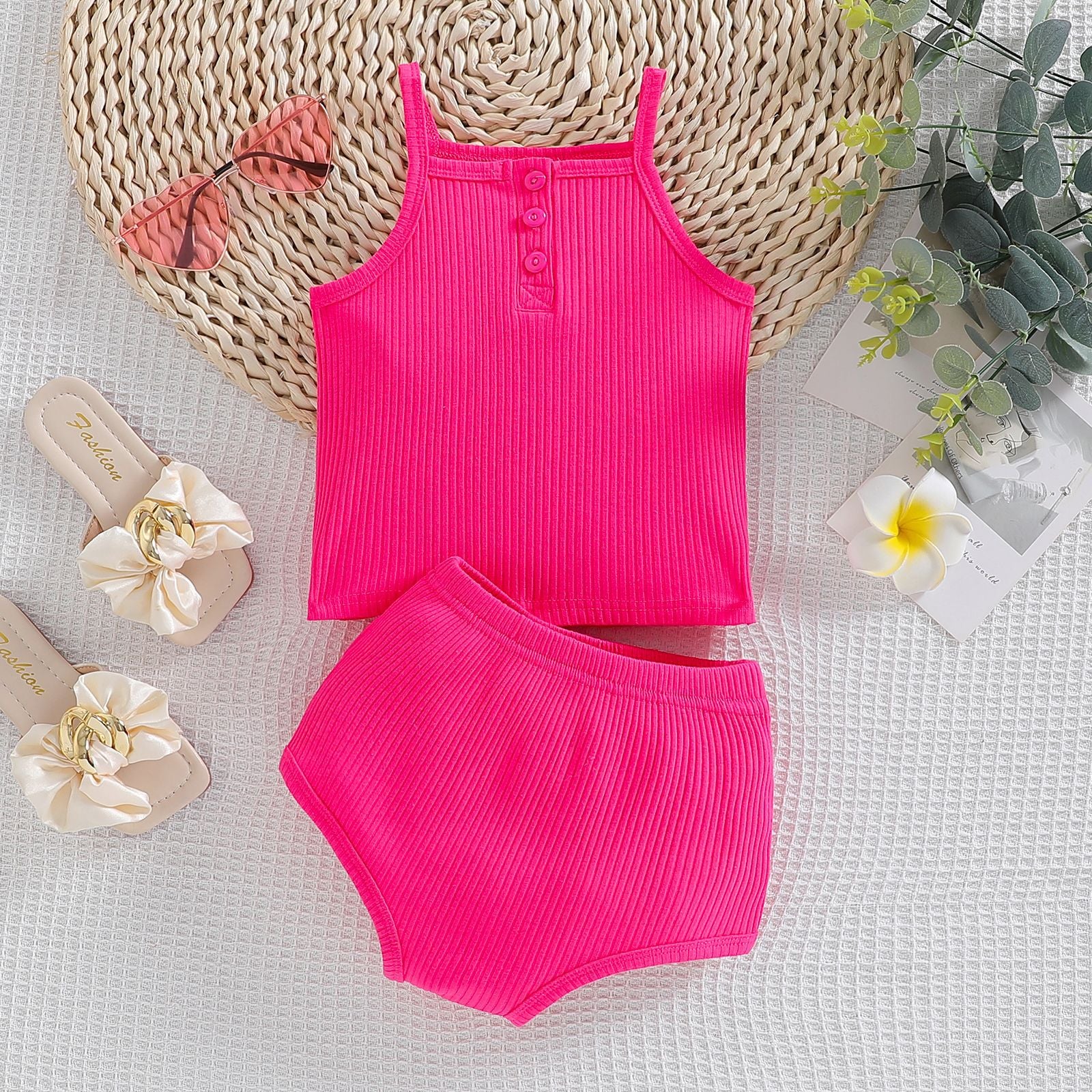 The Zen Minimalist | Gender-Neutral Solid Suspender & Shorts 2-Piece Set