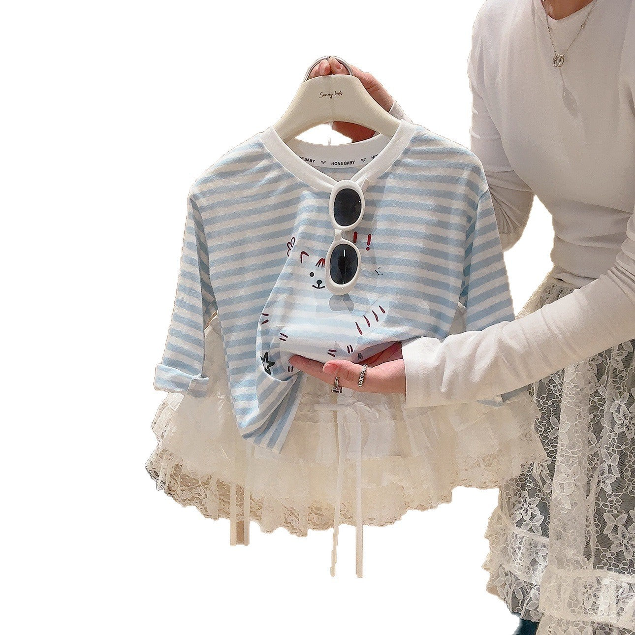 Girls Korean Long Sleeve T-Shirt | Summer Cartoon Sunscreen Top