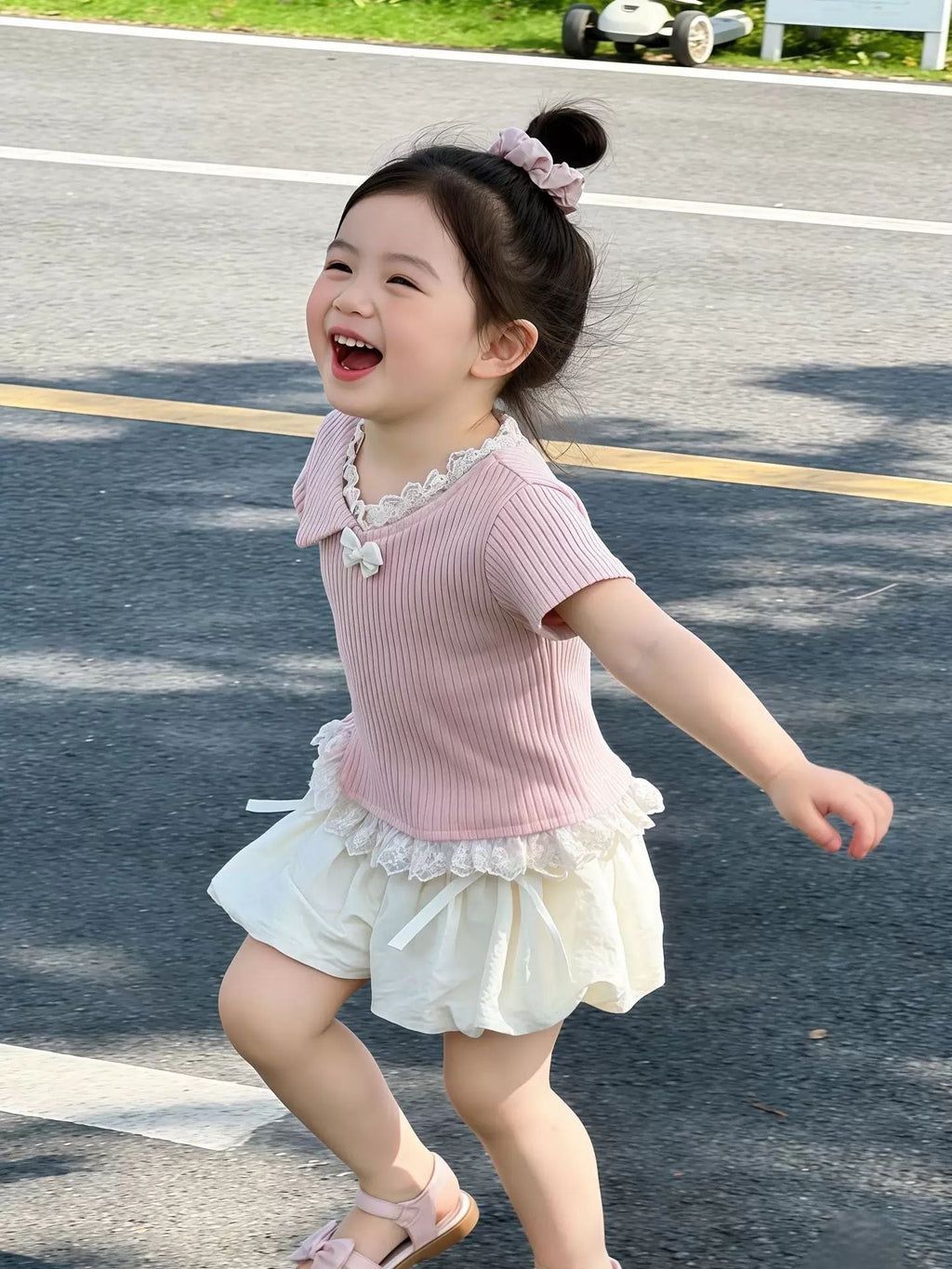 Girls Cute Cartoon Graphics - Breathable Summer Fashion Two-Piece Set