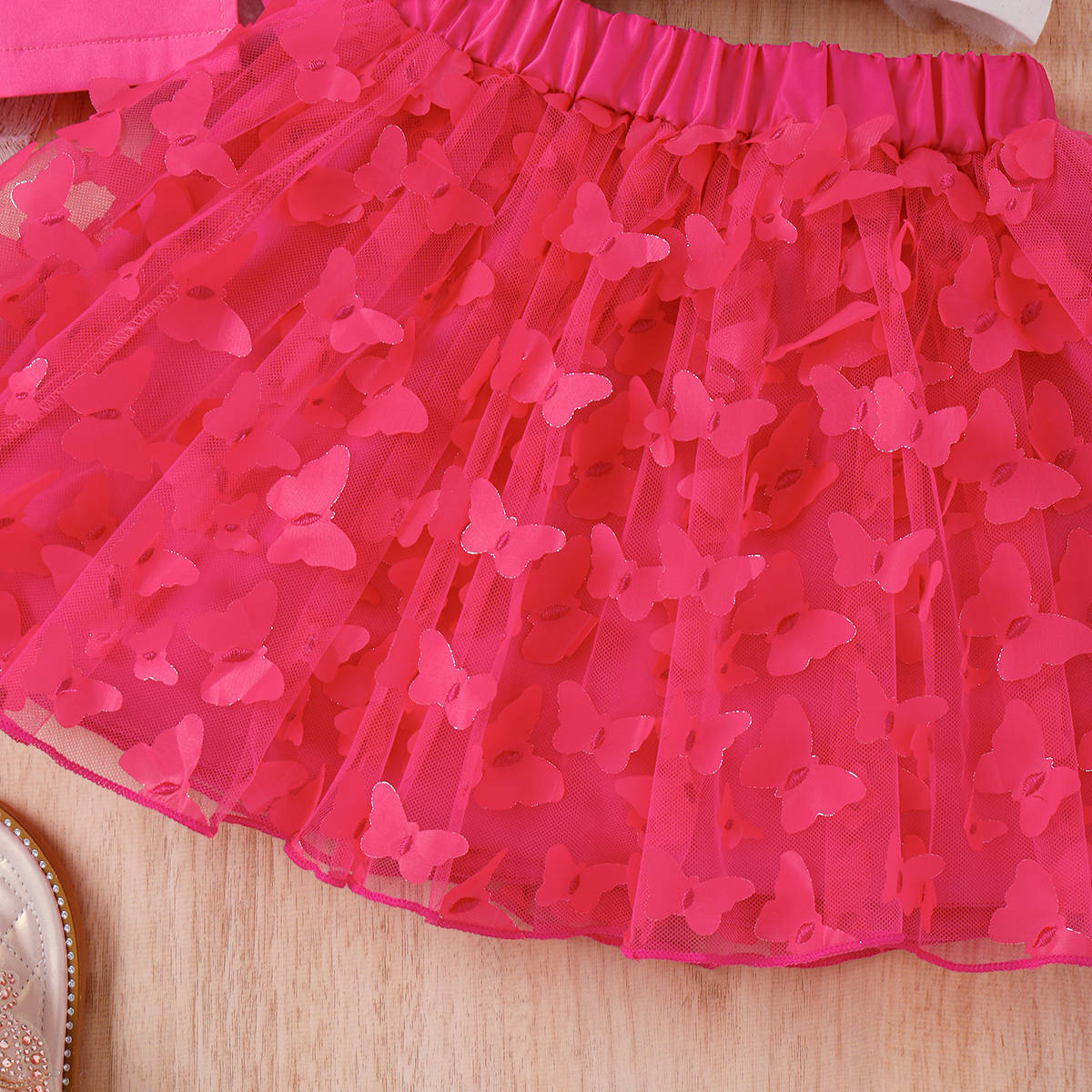 Candy Dream | Girls Lapel Jacket, Butterfly Mesh Skirt & Hat 4-Piece Set