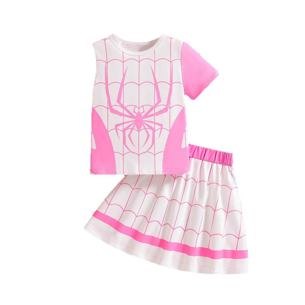 The Preppy-Pulse | Girls’ 2026 "College-Style" T-Shirt & Plaid Skirt Set