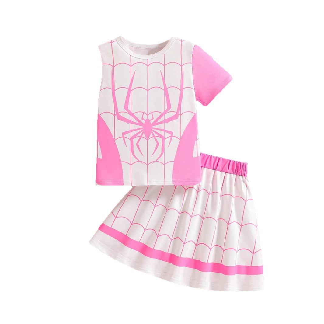 The Preppy-Pulse | Girls’ 2026 "College-Style" T-Shirt & Plaid Skirt Set