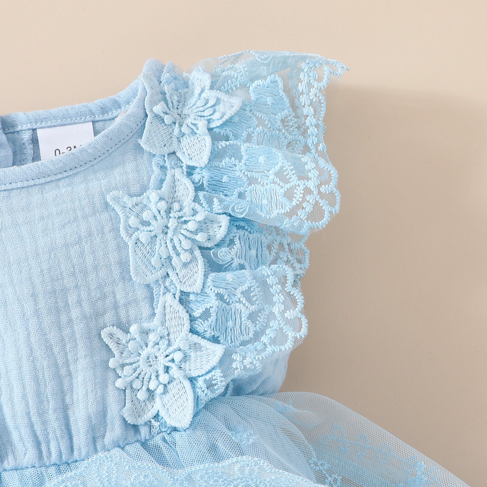 The Seraphina Lace | Baby Girl Sleeveless Floral Embroidery Triangle Romper