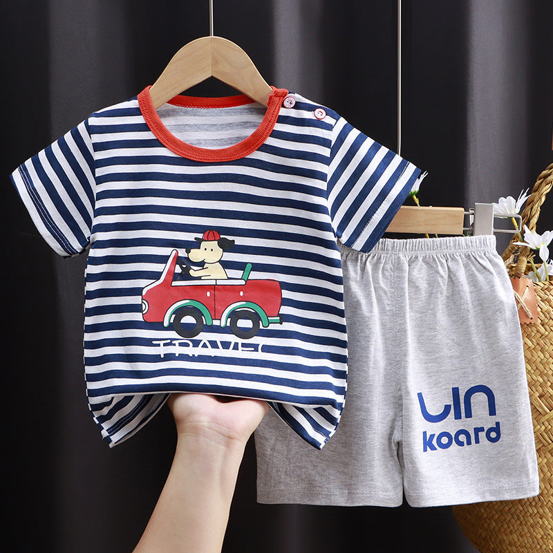 Kids Pure Cotton Summer Set - Breathable Korean Fashion Short-Sleeve Outfit