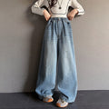 The Artisan Echo | Girls' Printed Floor-Length Wide-Leg Jeans