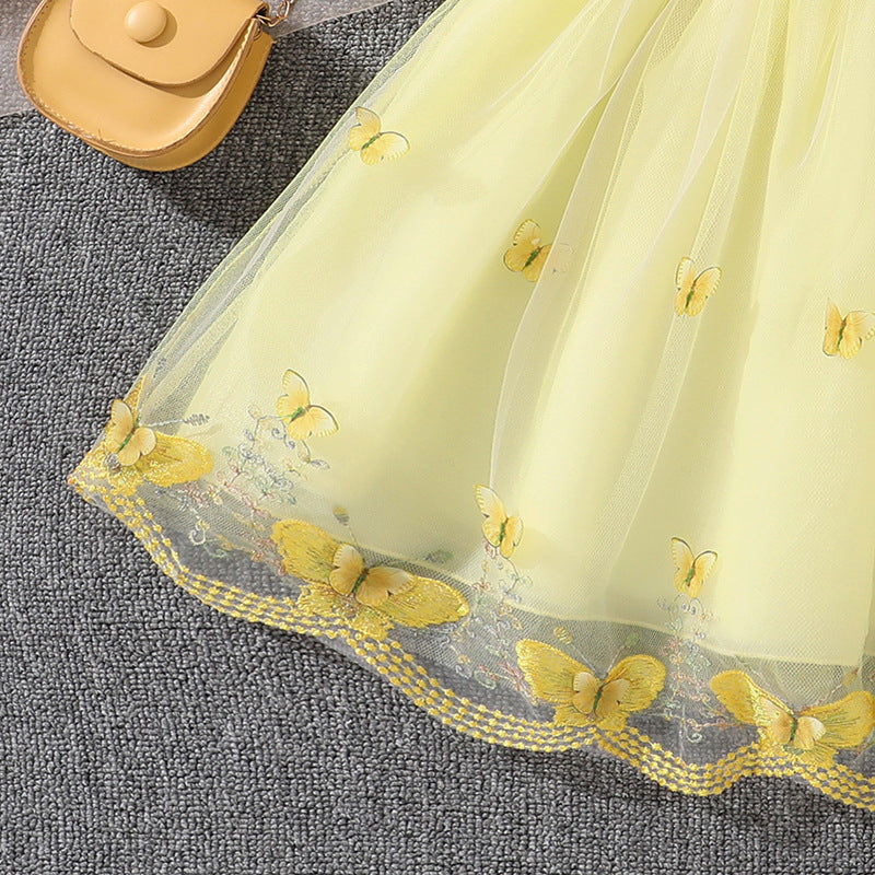 Girls Sleeveless Lace Princess Dress | Summer Sweet Mesh Tutu Dress