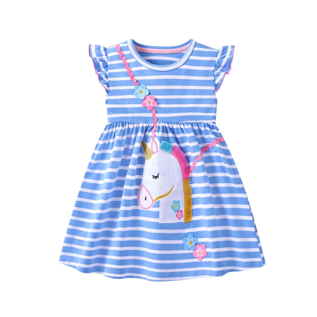 The Enchanted Stripe | Pure Cotton Unicorn Princess Dress