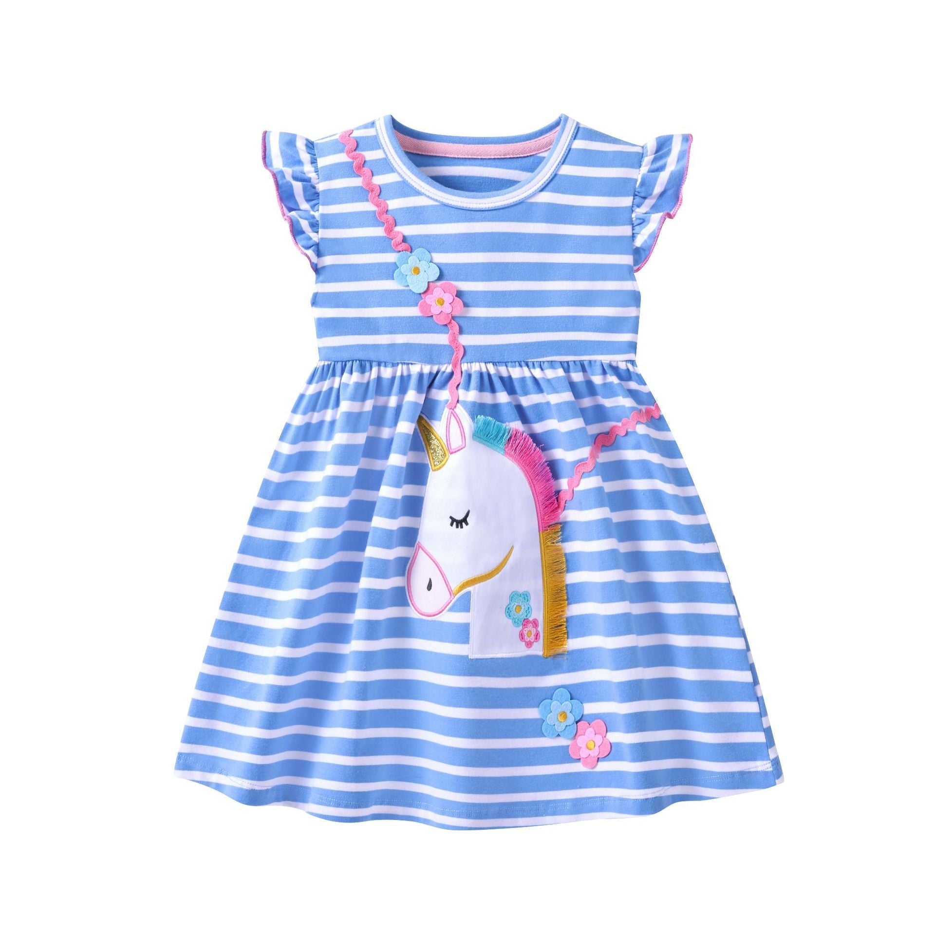The Enchanted Stripe | Pure Cotton Unicorn Princess Dress