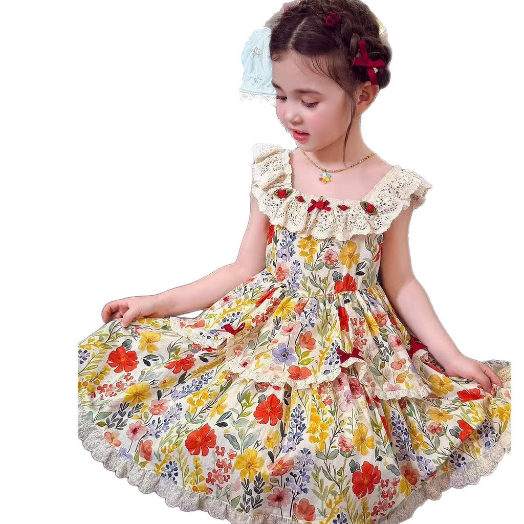 Girls Lolita Lace Princess Dress | Summer Floral Dress