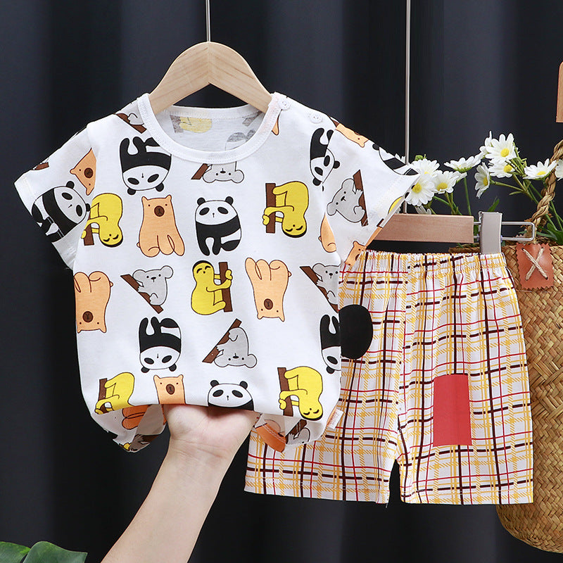 Kids Pure Cotton Summer Set - Breathable Korean Fashion Short-Sleeve Outfit