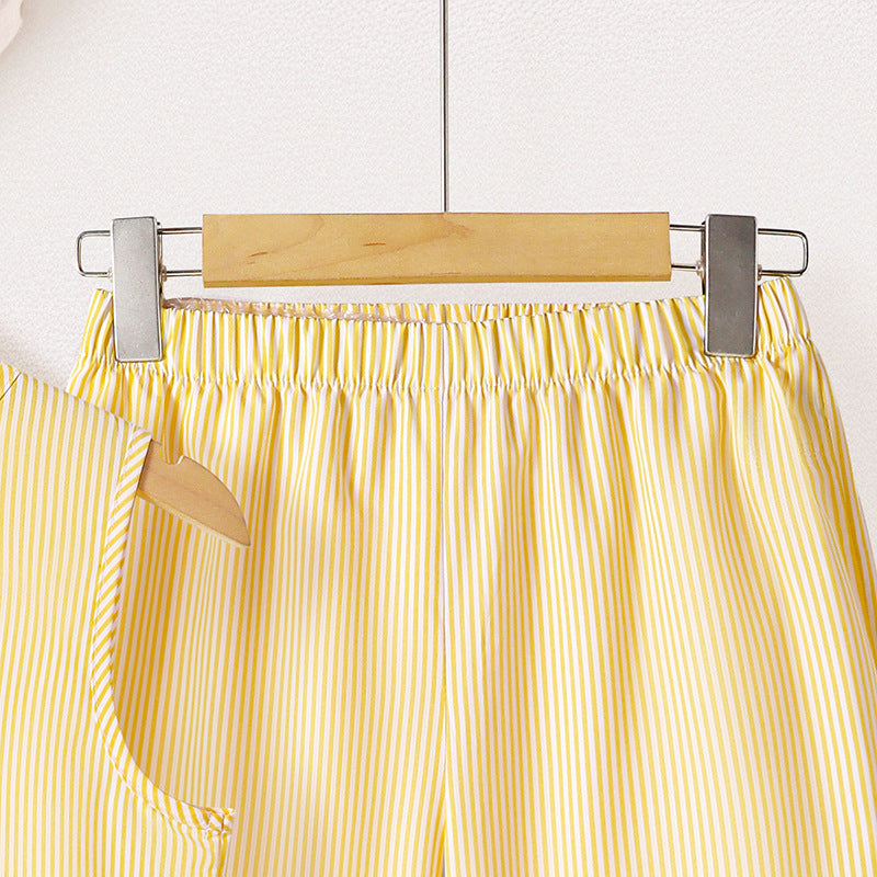 Urban Sailor | Girls Striped Ruffle Top & Wide-Leg Pants Summer Set
