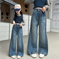 The Skyline Stride | Girls' High-Waist Wide-Leg Floor Length Jeans