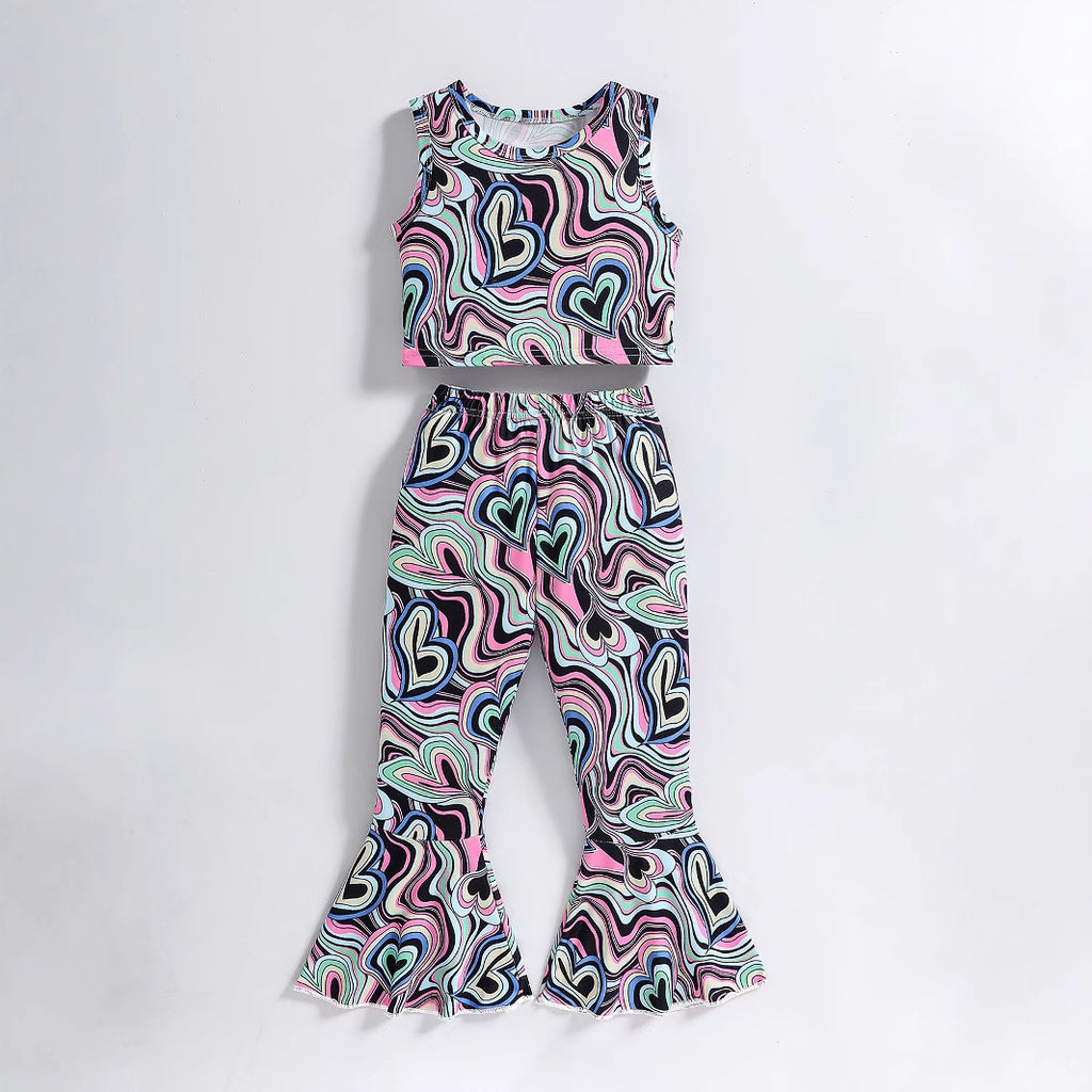 The Retro-Rhythm | Girls’ "High-Street" Printed Flared Trousers