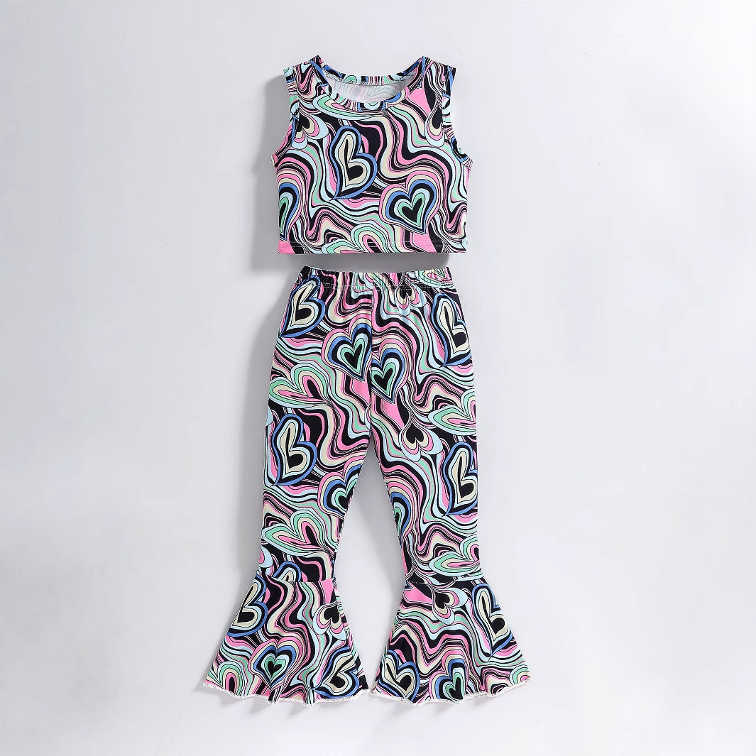 The Retro-Rhythm | Girls’ "High-Street" Printed Flared Trousers