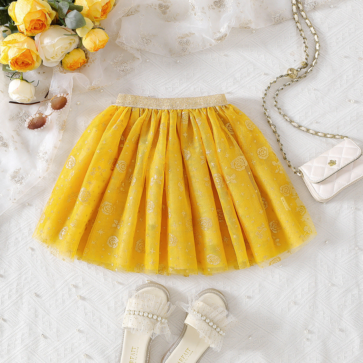 The Frozen Petal | Girls’ "Super Foreign" Snowflake Mesh Puff Skirt