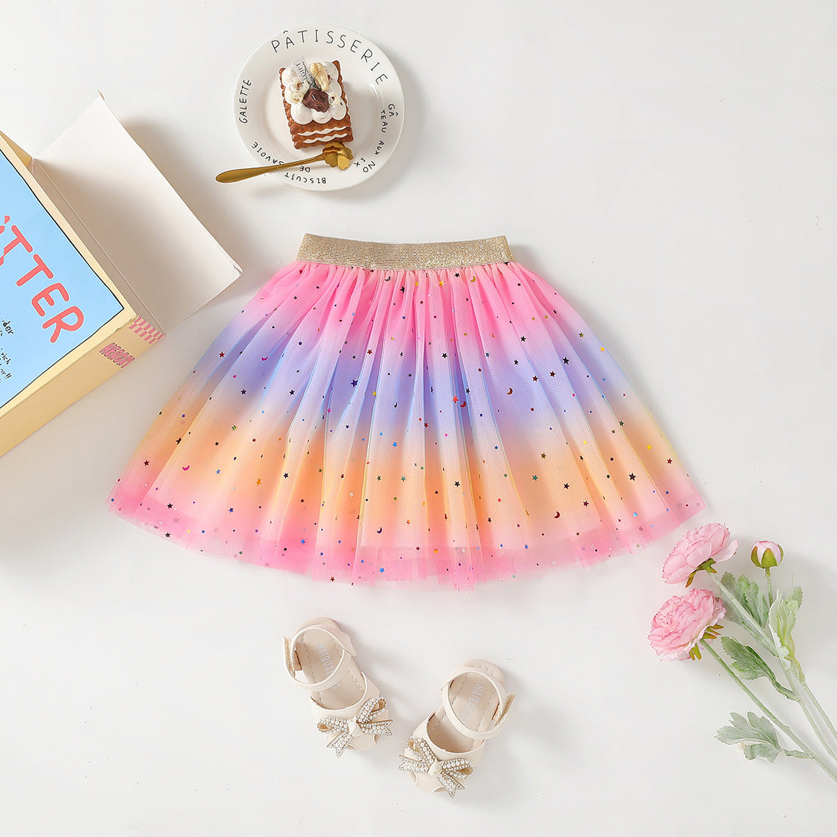 The Heritage Haze | Girls’ Spring/Autumn Layered Mesh Pleated Skirt