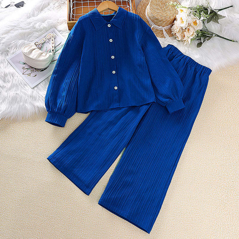 Modern Prep | Girls Collared Long-Sleeve Shirt & Tailored Pants Set