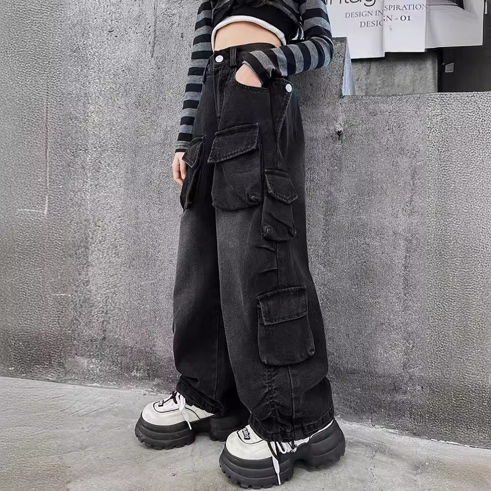 The Urban Rebel | Girl's Tiger-Print Denim Overalls