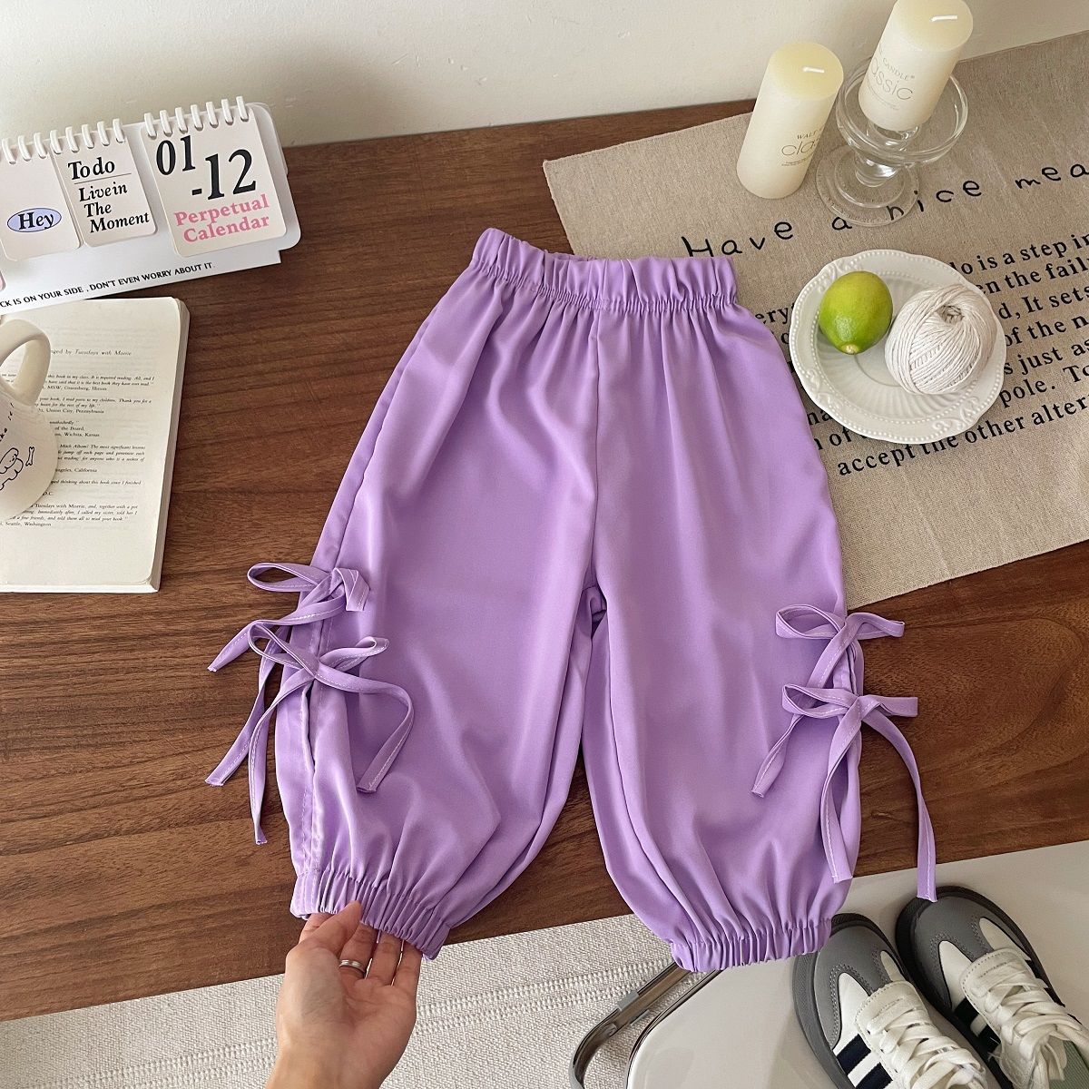 Girls Bow Bloomers Summer Pants | Medium Children Loose Casual Trousers